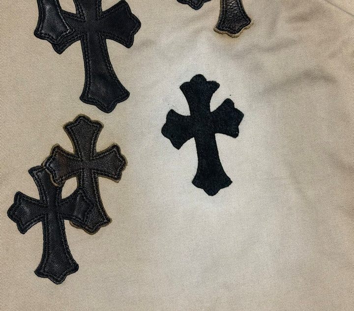 Chrome Hearts 'Black Camo Checker' Cross Patch Tan Chino Pants