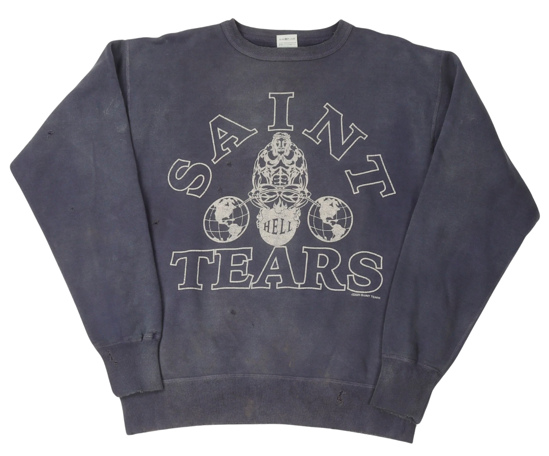 Saint MIchael x Denim Tears 'Navy' Distressed Crewneck