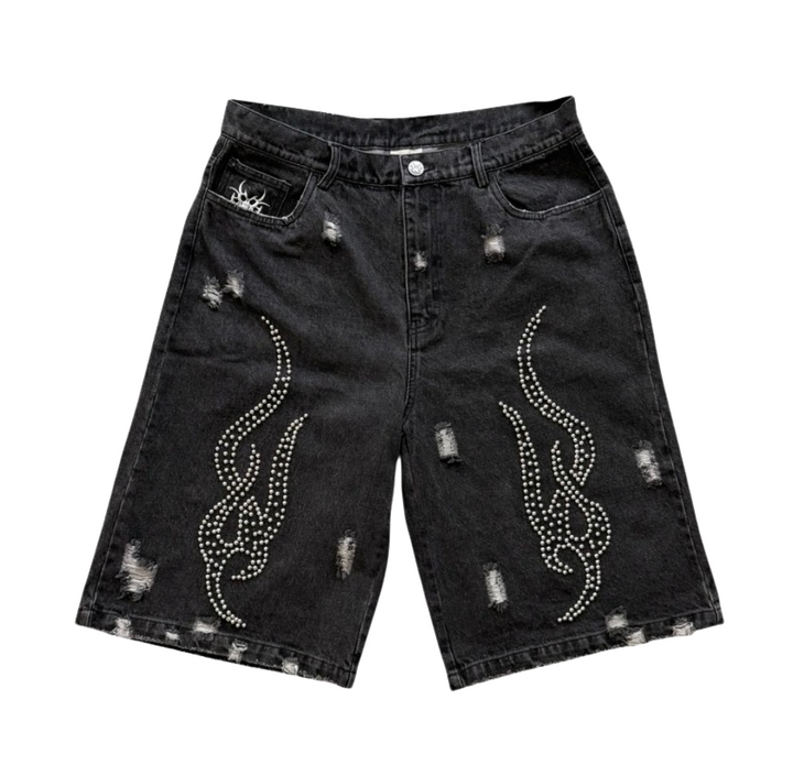Chew Forever 'Studded' Black Denim Shorts