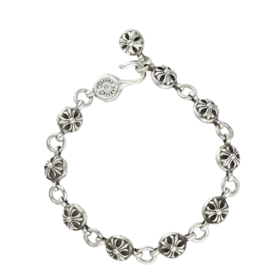 Chrome Hearts 'Cross Ball' 10 Link Silver Bracelet