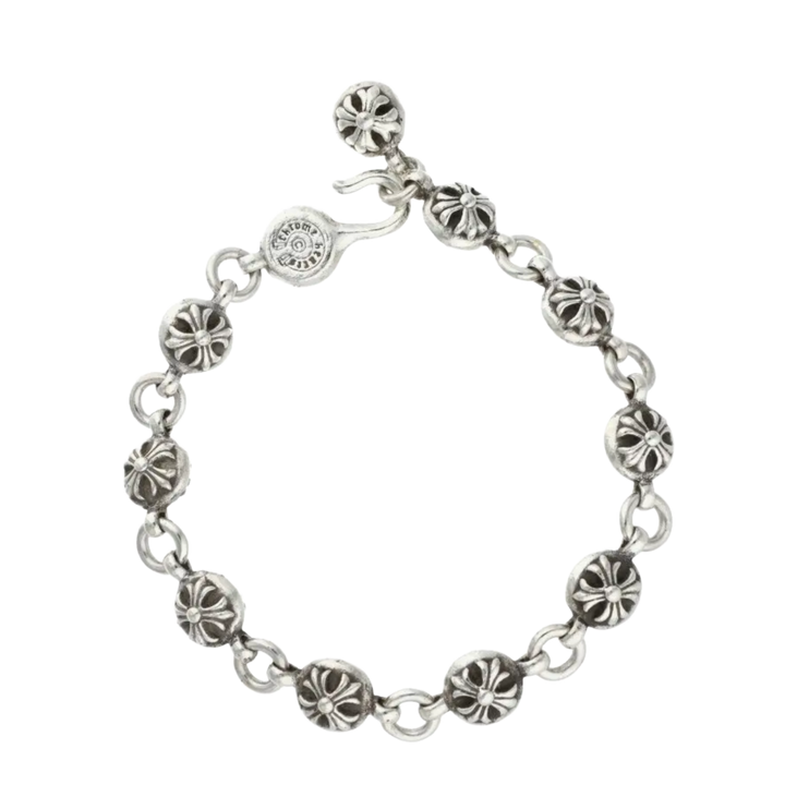 Chrome Hearts 'Cross Ball' 10 Link Silver Bracelet