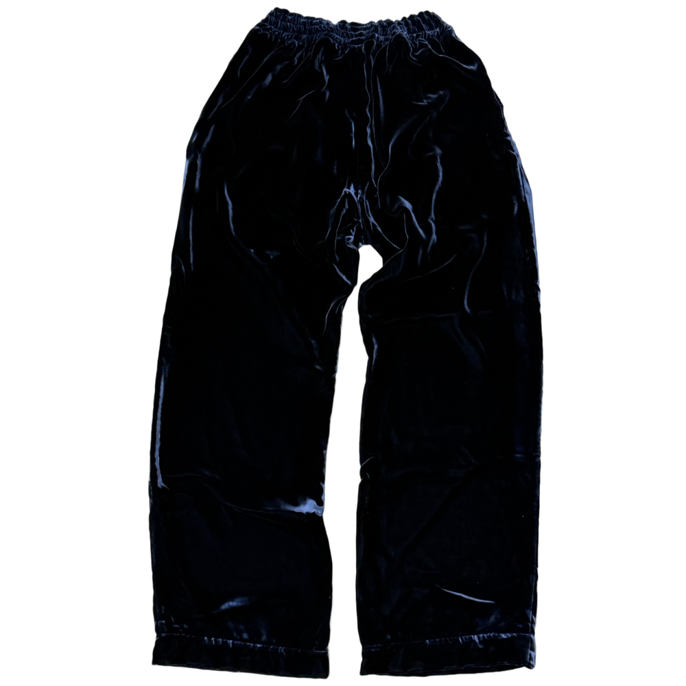 Chrome Hearts 'Navy' Y Not Black and White Embroidered Velour Track Pants