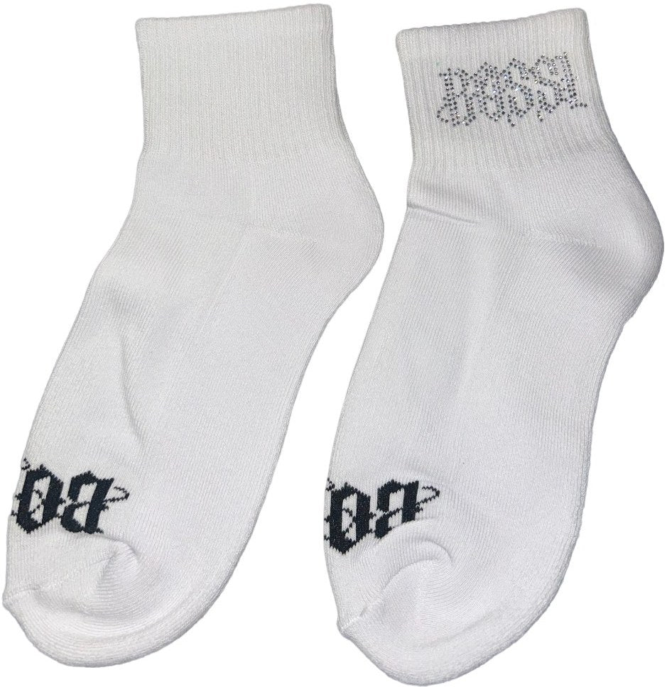 Bossi 'Light Silver Logo' Rhinestone Socks