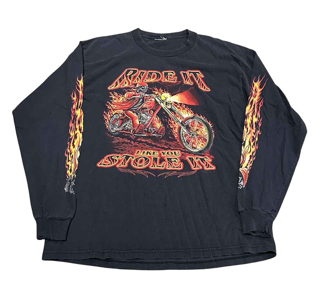 Ride It Like You Stole It 'Black' Long Sleeve Vintage Tee