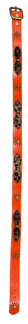 Studded 'Cheetah Felt/Sun Gem' Orange Belt