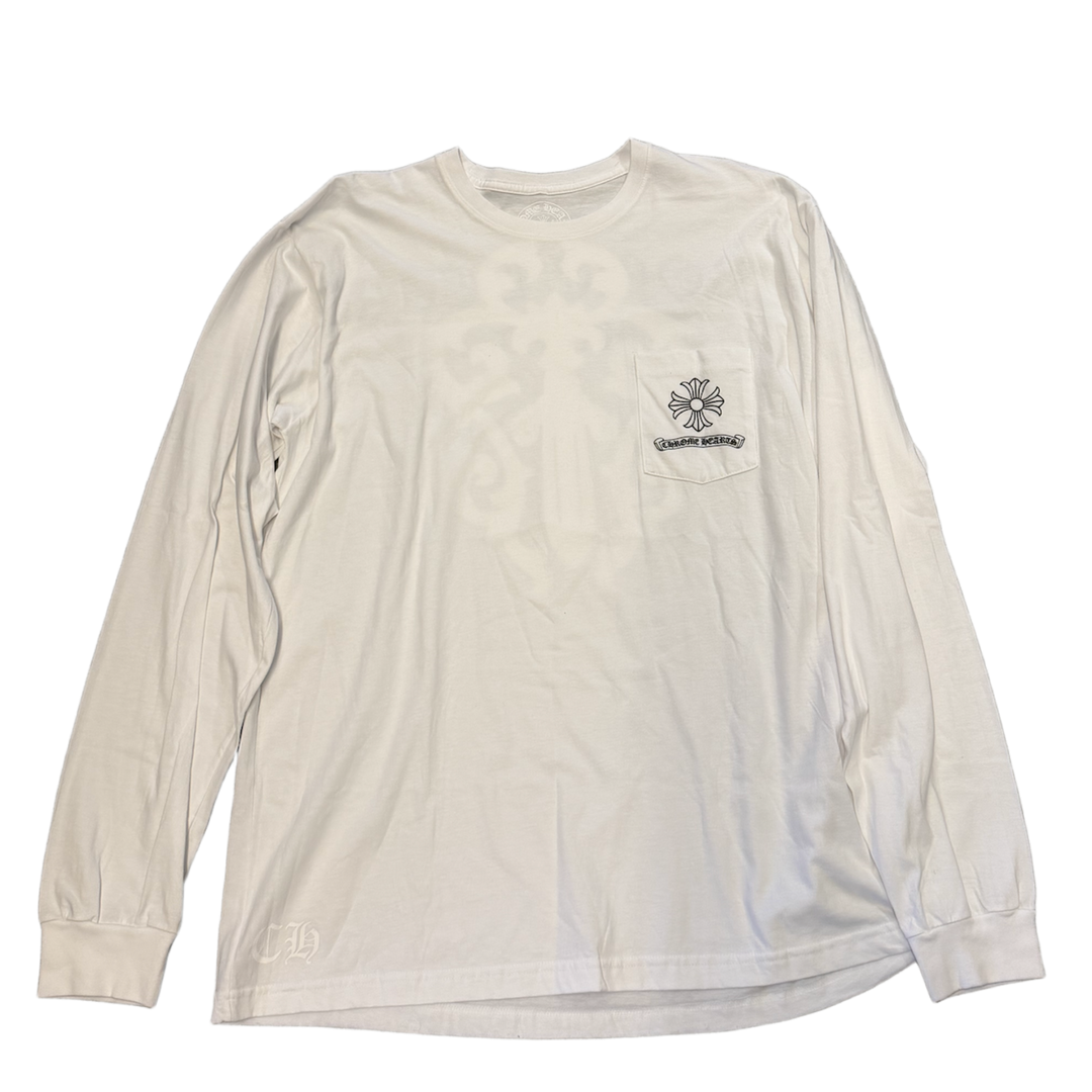 Chrome Hearts 'Plus Cross White Dagger' White Pocket Longsleeve