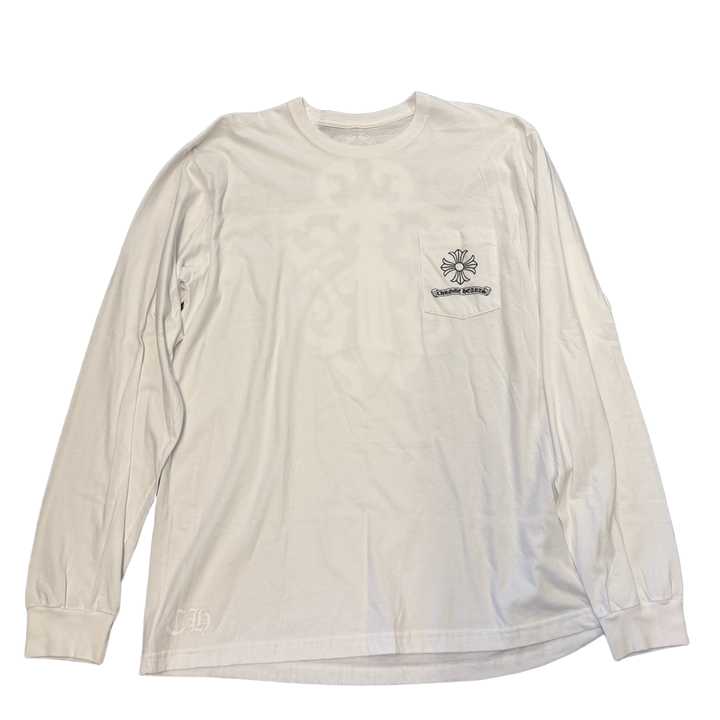 Chrome Hearts 'Plus Cross White Dagger' White Pocket Longsleeve