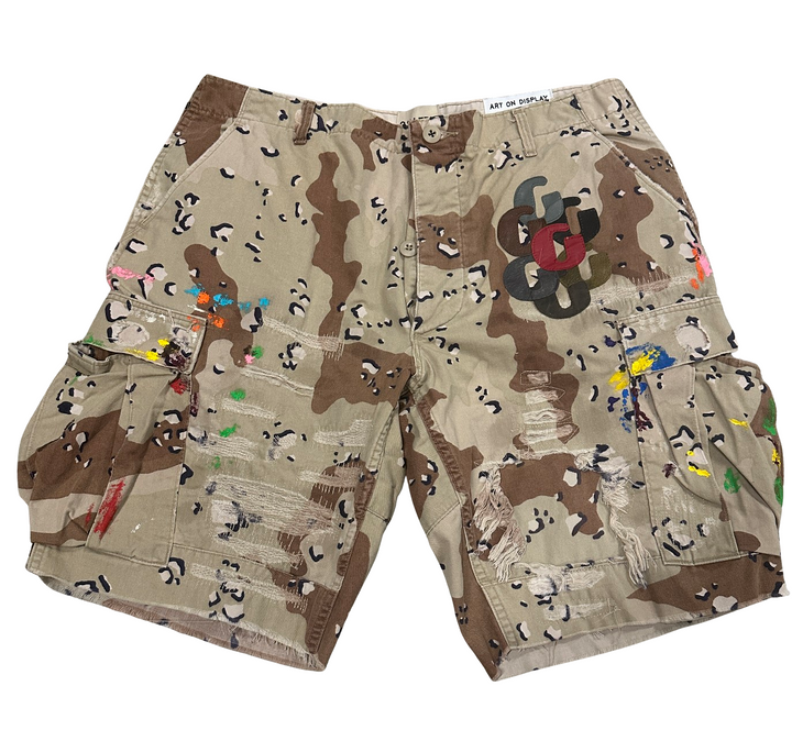 Gallery Dept 'Chocolate Chip Camo' G Patch Paint Custom Cargo Shorts