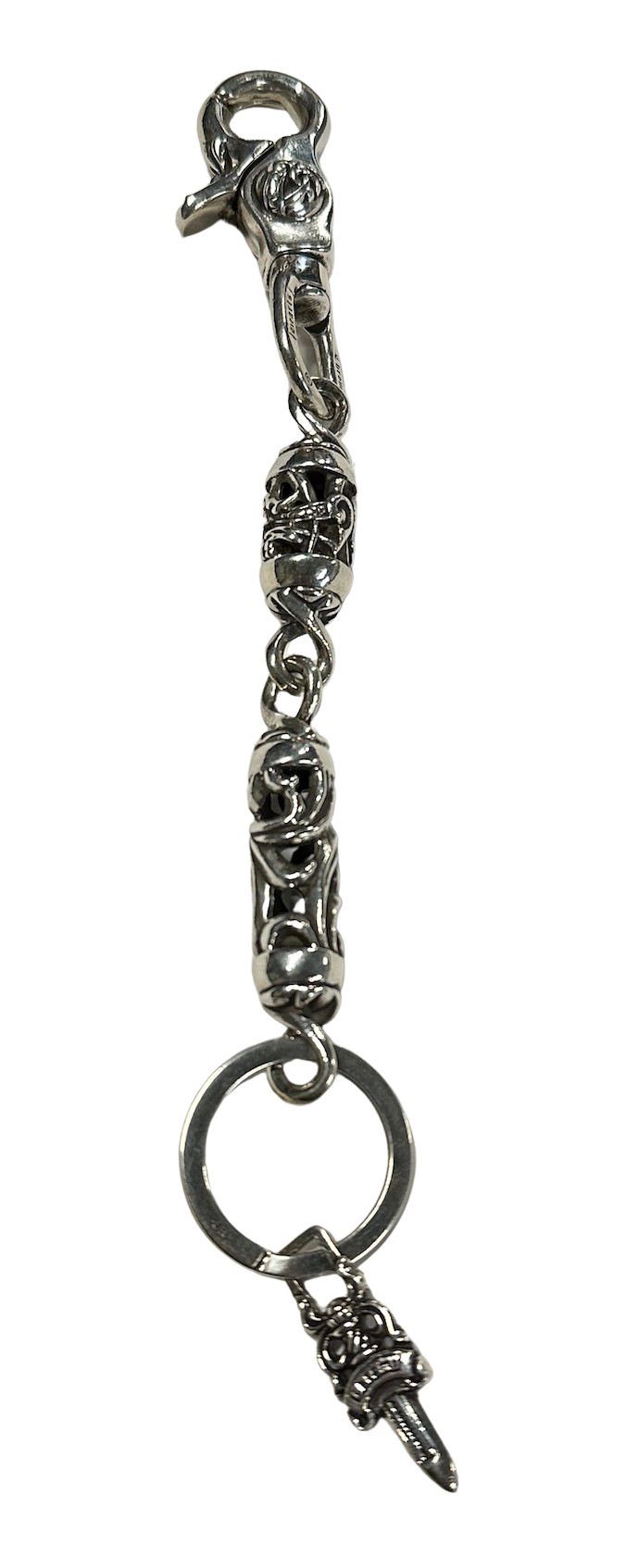 Chrome Hearts 'Dagger' Double Silver Keychain