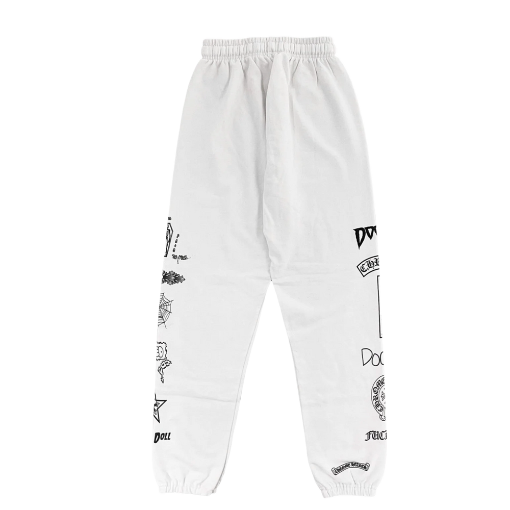 Chrome Hearts 'Deadly Doll Vine Hearts' White Sweatpants
