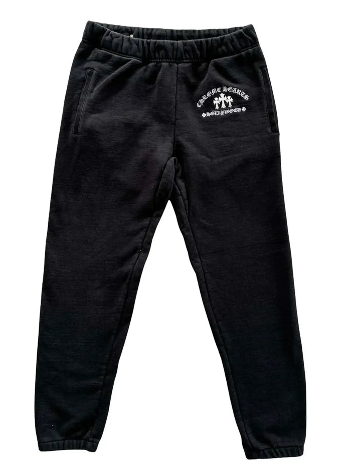 Chrome Hearts 'Triple Cross' Black Embroidered Sweatpants