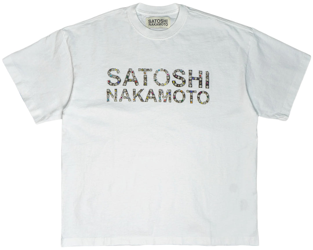 Satoshi Nakamoto 'Pearl Logo' White Tee