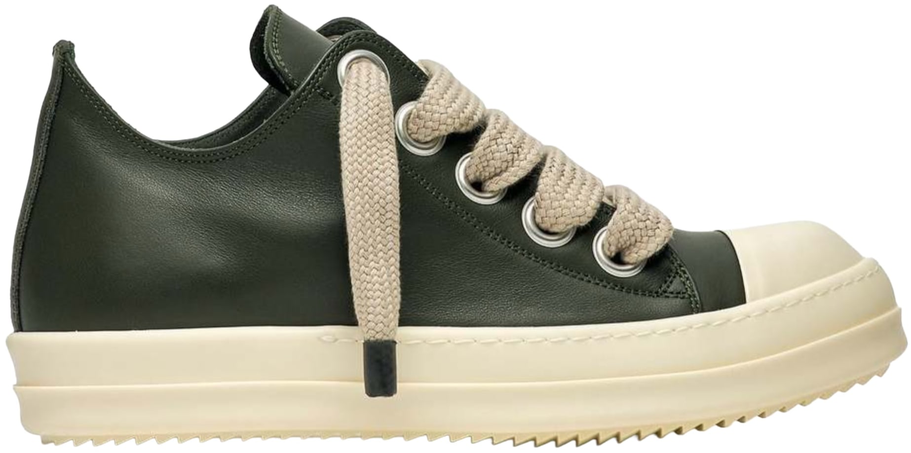 Rick Owens Leather Jumbo Lace Low 'Forest Green' Sneaks – Showroom LA