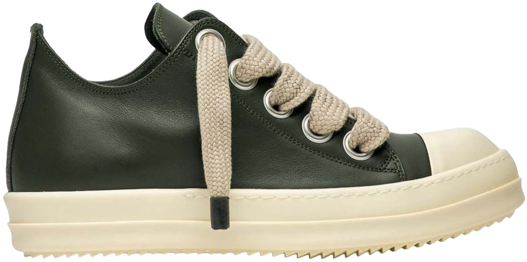 Rick Owens Leather Jumbo Lace Low 'Forest Green' Sneaks