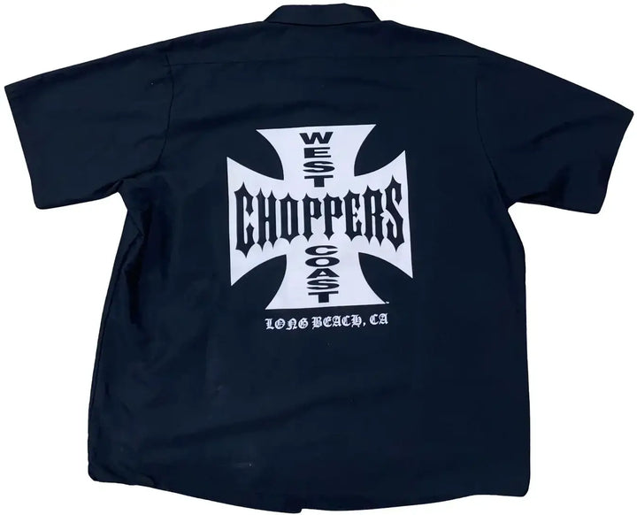 West Coast Choppers 'Long Beach' Navy Blue Vintage Button Up