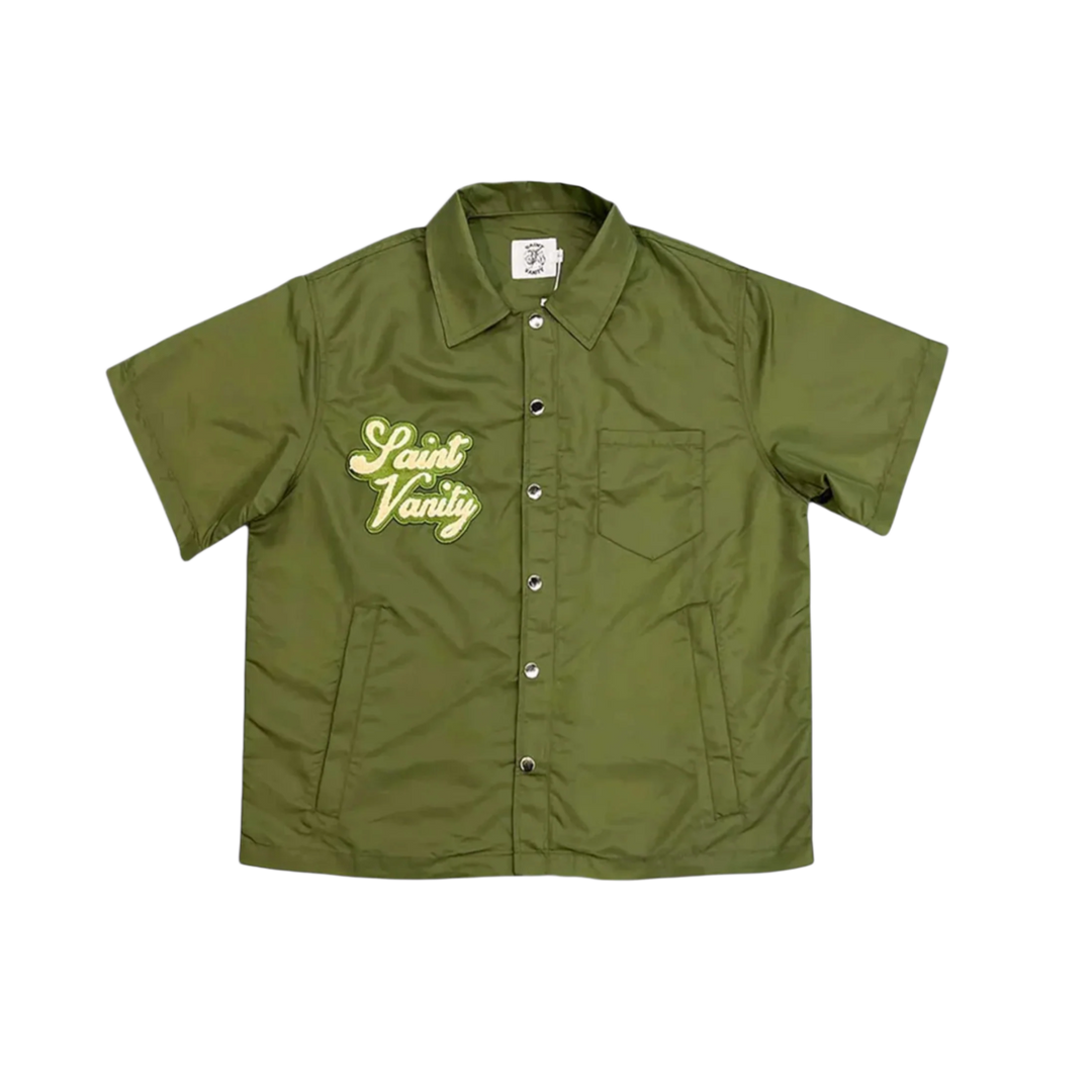 Saint Vanity 'Green' Nylon Button Up Top