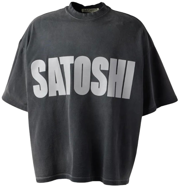 Satoshi Nakamoto 'Impact Logo' Oversized Black Tee