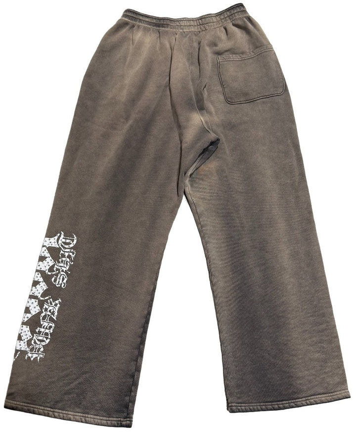 Bossi 'White Heavy Metal' Washed Brown Rhinestone Sweatpants