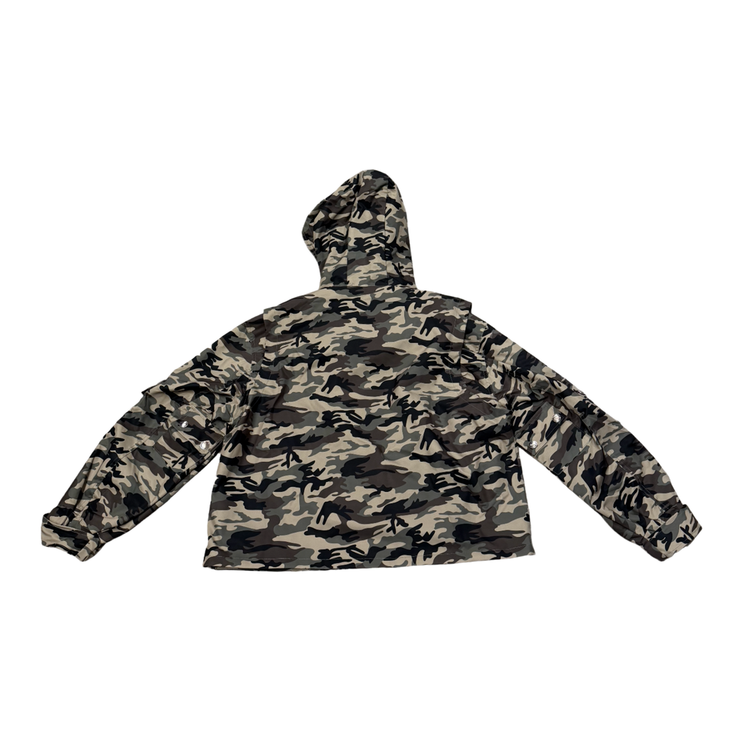 Saint Vanity 'Camo Patch Green' Zip Up Nylon Cargo Jacket