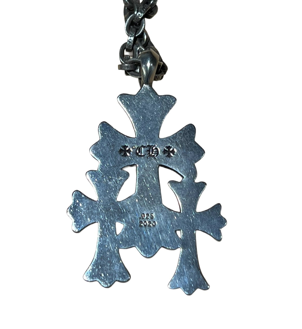 Chrome Hearts 'Triple Cross' Silver Necklace
