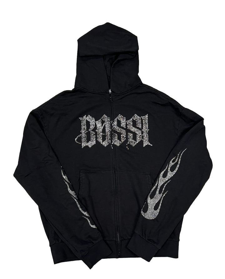 Bossi 'Grey Flame' Black Zip-Up