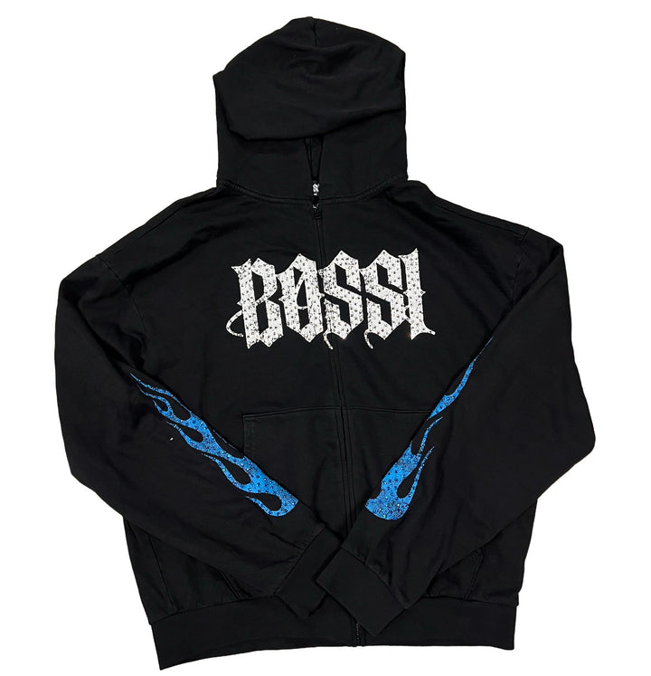 Bossi 'Blue Flame' Black Zip-Up