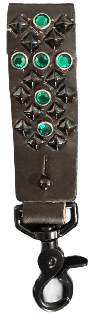 Studded Leather Keychain &