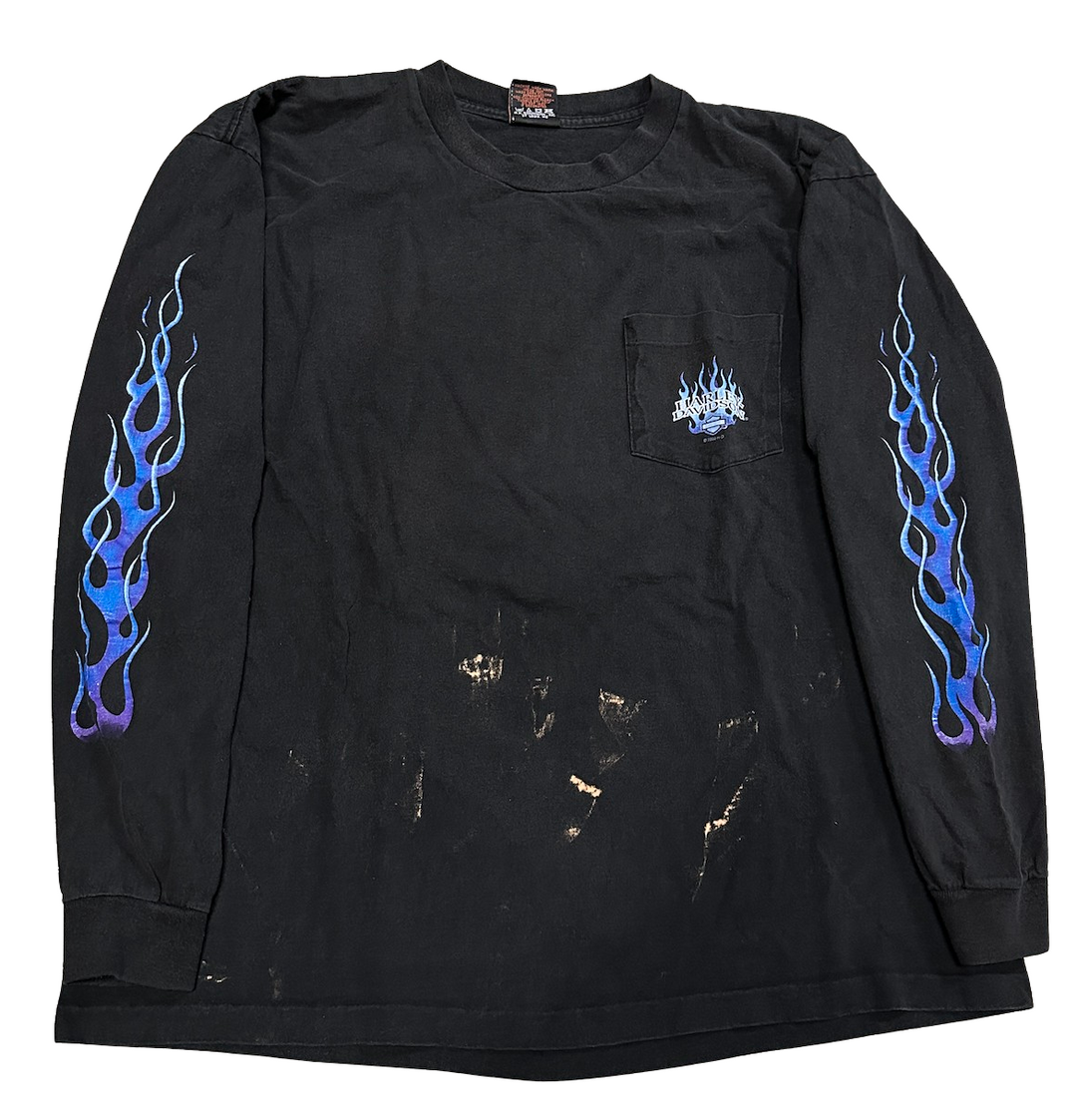 Harley Davidson 'Hollywood, California' Vintage Blue Flame Longsleeve