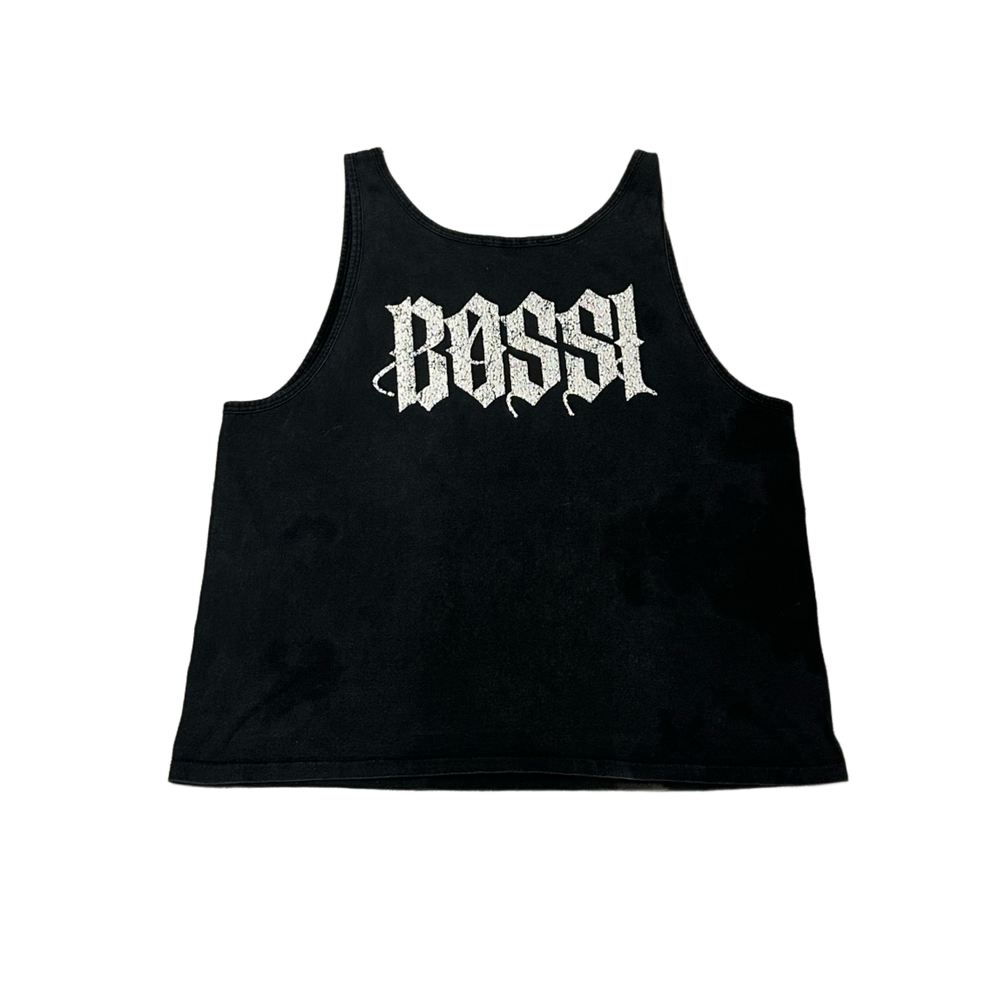 Bossi 'Harley Davidson' Washed Black Rhinestone Vintage Tank Top