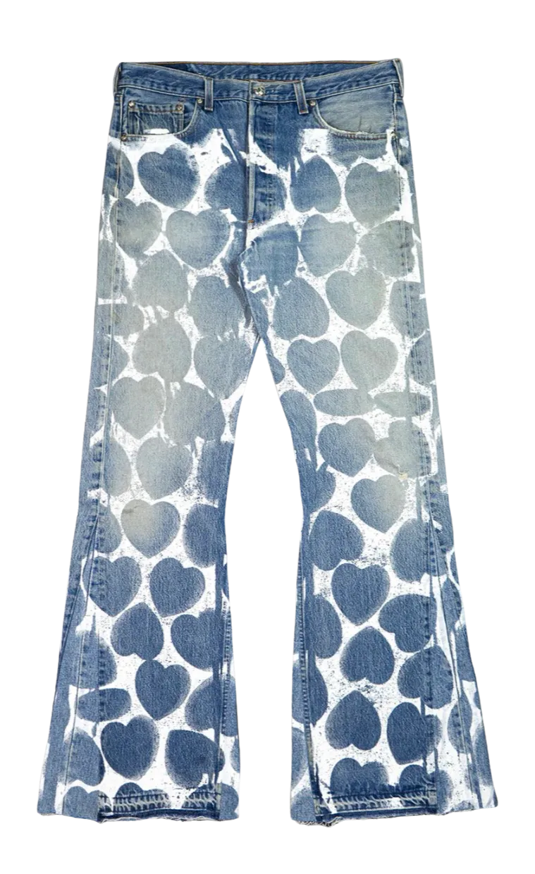 Readymade All Over Heart Print Flare Jeans