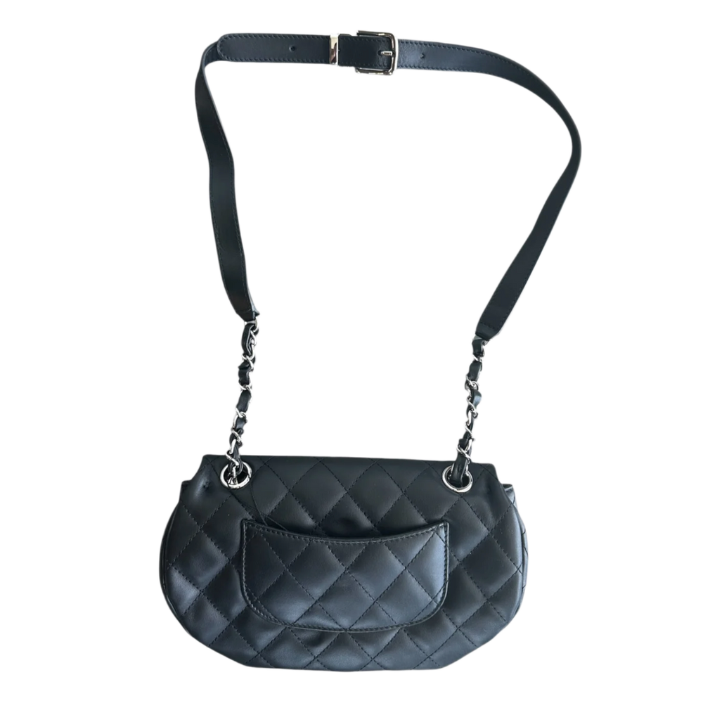 Chanel 'Black' Lambskin Quilted Medium Uniform Bumbag