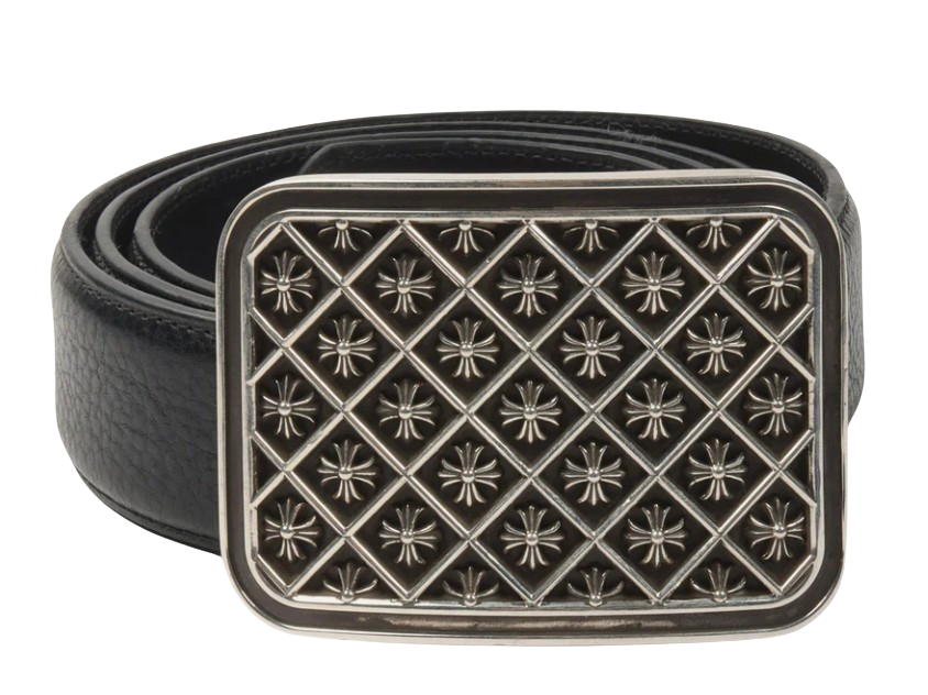 Chrome Hearts 'Plus Cross' Black Leather Belt