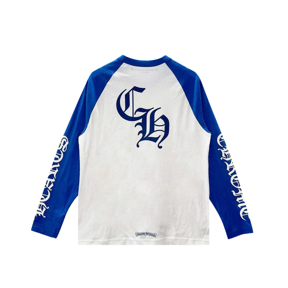 Chrome Hearts  'White/Blue' Longsleeve Horseshoe Baseball Tee