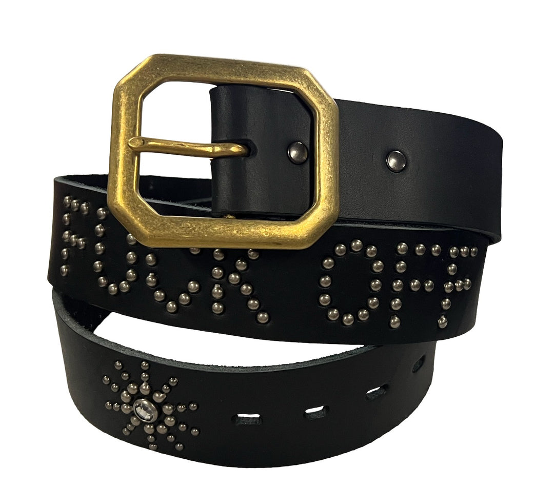 Studded 'Fuck Off' Grey Iron Cross Belt