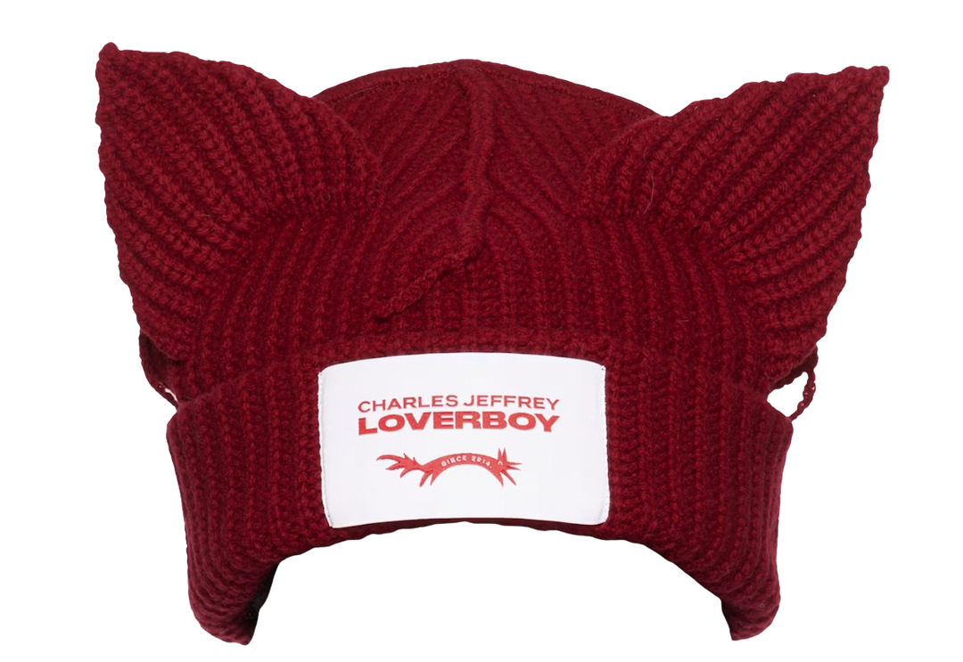 Charles Jefferey Loverboy 'Chunky Ears' Burgundy Beanie