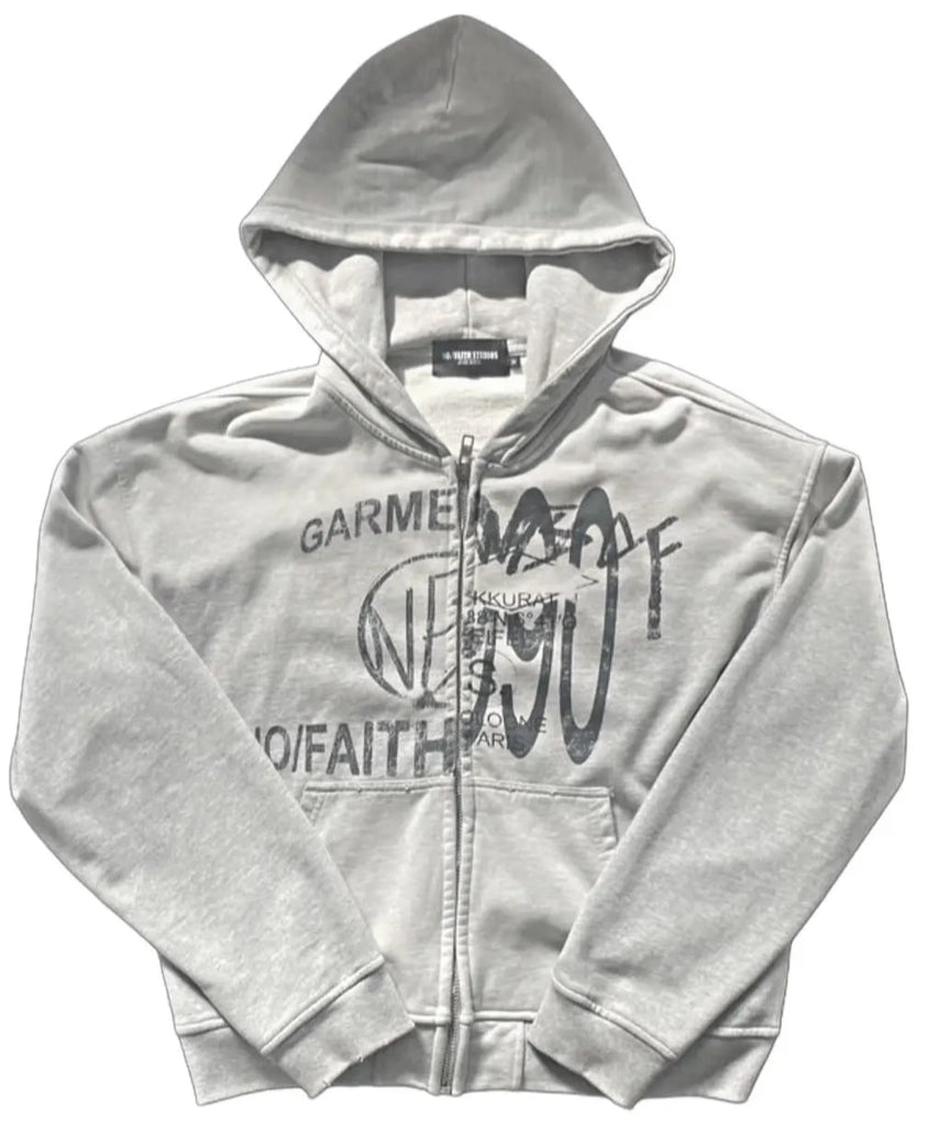 トップス NO/FAITH STUDIOS LOOSE FIT HOODIE No Faith Studios 'Grey' Zip Up Hoodie – Showroom LA