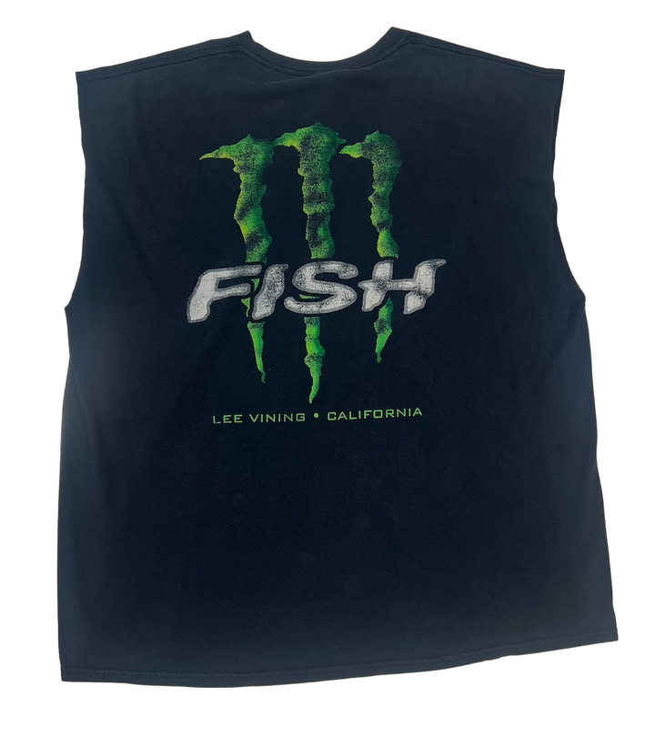 Monster 'Fish' Black Vintage Cutoff Tee