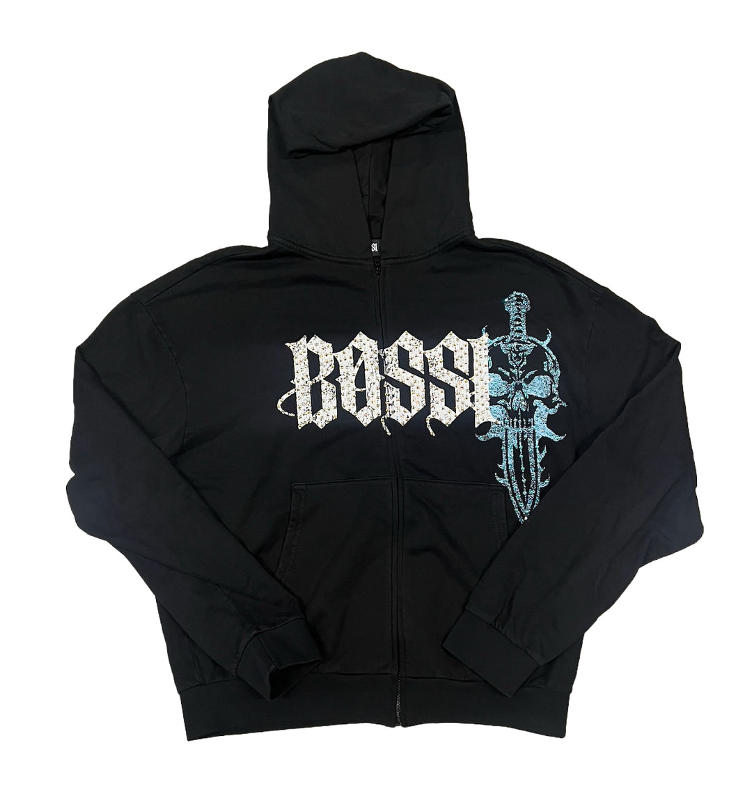 Bossi 'Light Blue Dagger' Black Zip-Up