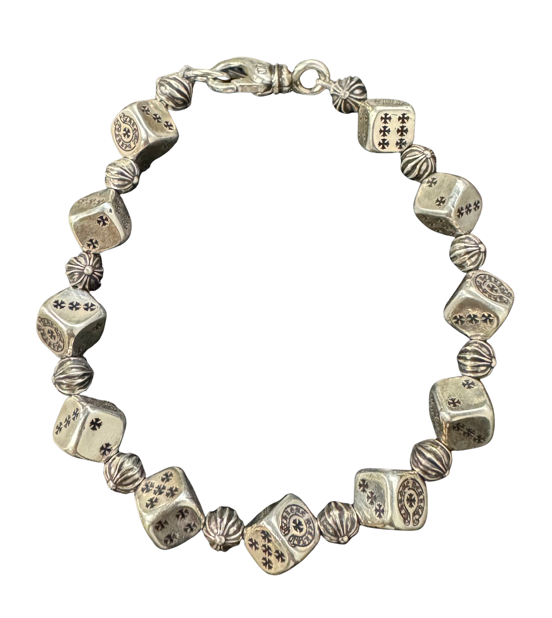 Chrome Hearts 'Dice & Crossball' 8 in Silver Bracelet