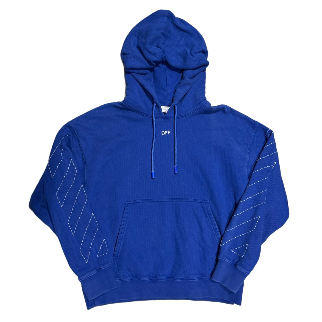 Off-White 'Stitched Logo' Blue Hoodie