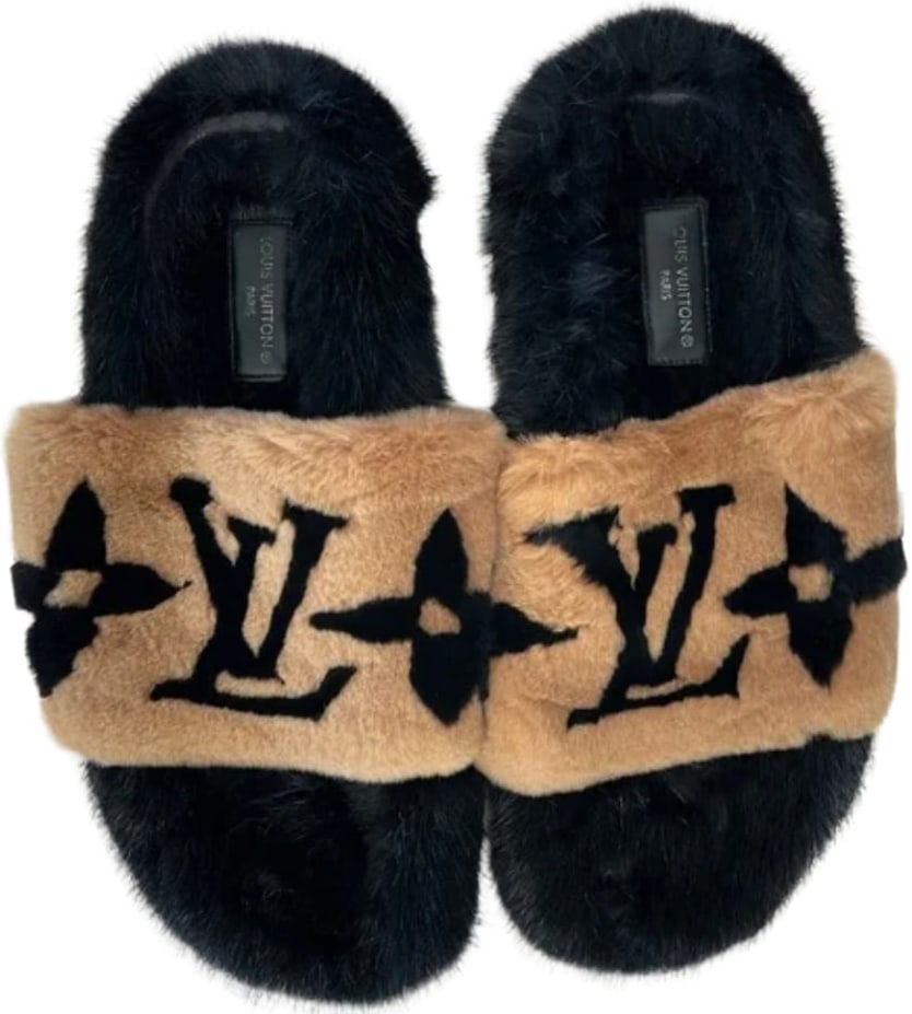 Louis Vuitton 'Brown' Mink Slides