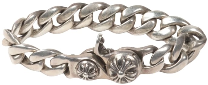 Chrome Hearts 'Silver' Cross Clasp Cuban Link Bracelet