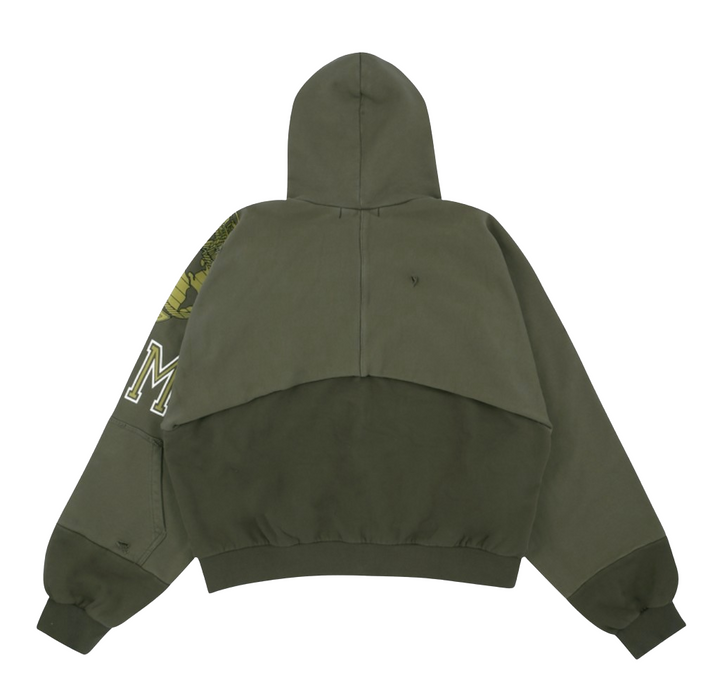 Project G/R Reconstructed Folded 'Khaki' Zip Hoodie