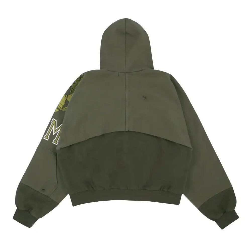 Project G/R Reconstructed Folded 'Khaki' Zip Hoodie
