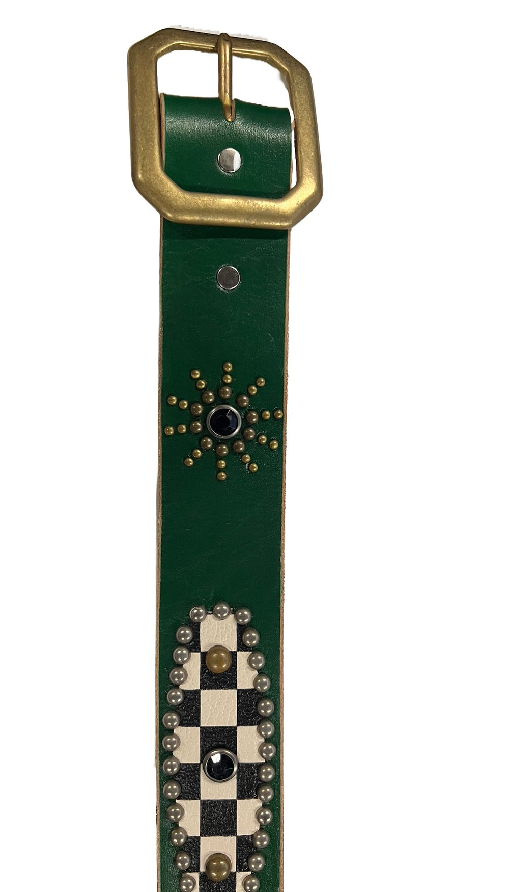 Studded 'Checkered Sun' Green Belt