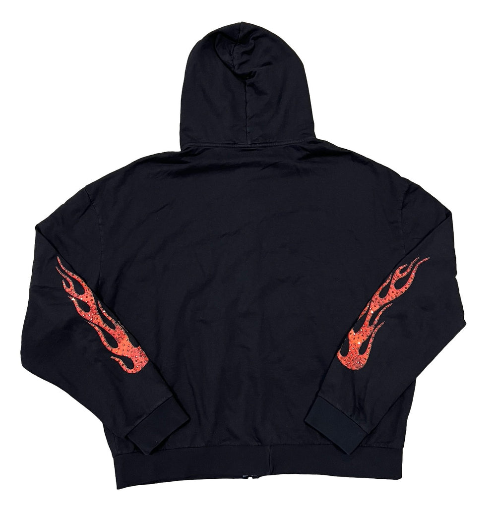 Bossi 'Black and Orange' Rhinestone Zip-Up