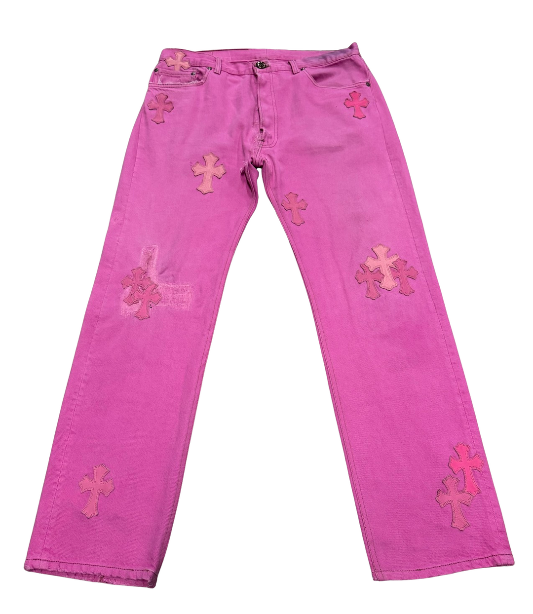 Chrome Hearts 'Sex Records' Cross Patch Pink Levi’s Jeans