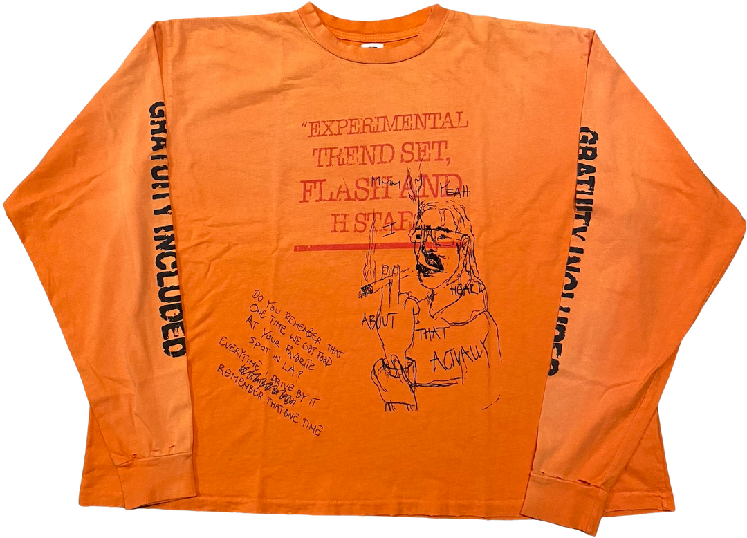 Happy Memories Don't Die HMDD 'Gratuity Included' Distressed Orange Longsleeve