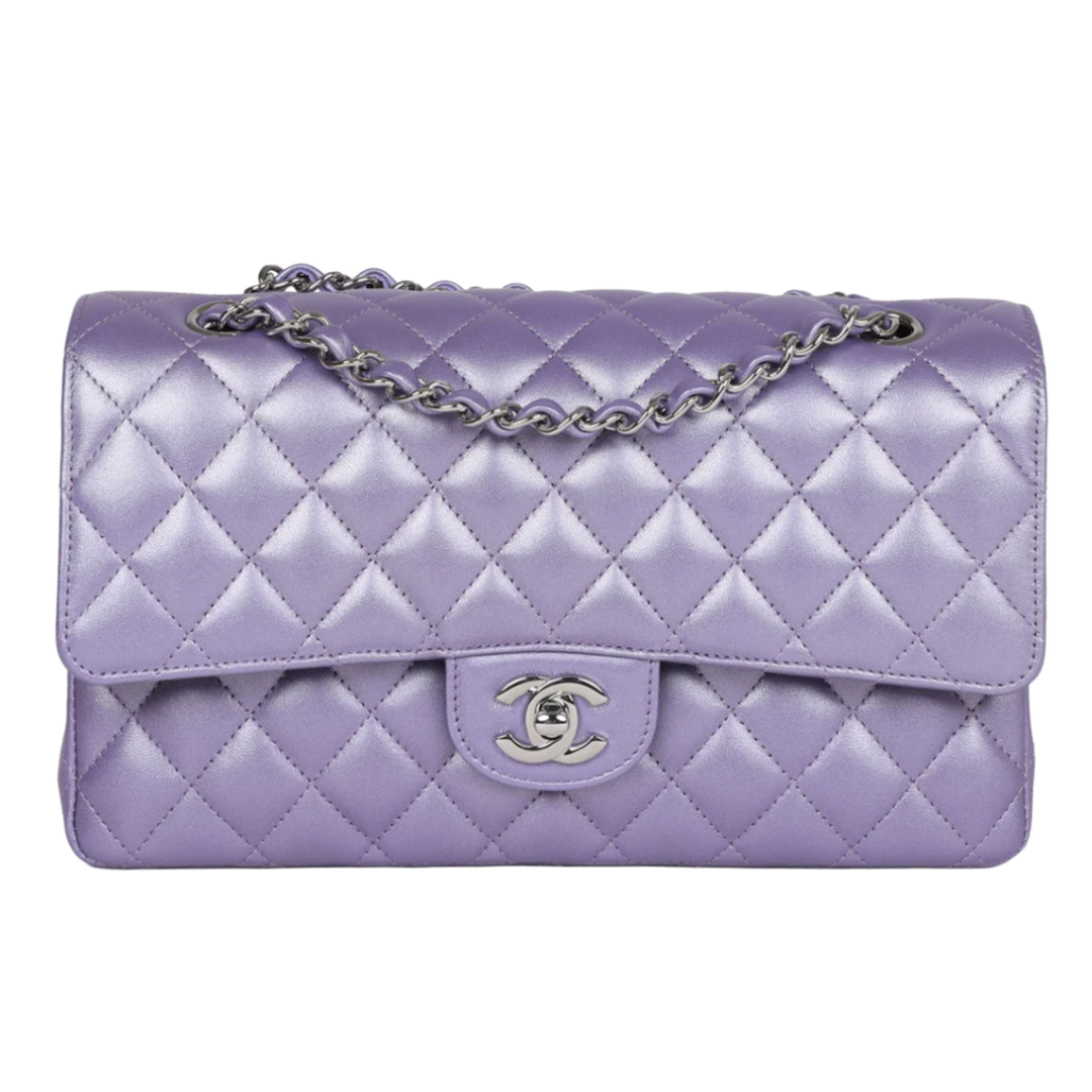 Chanel Classic Medium 'Purple Metallic' Double Flap Lambskin Bag