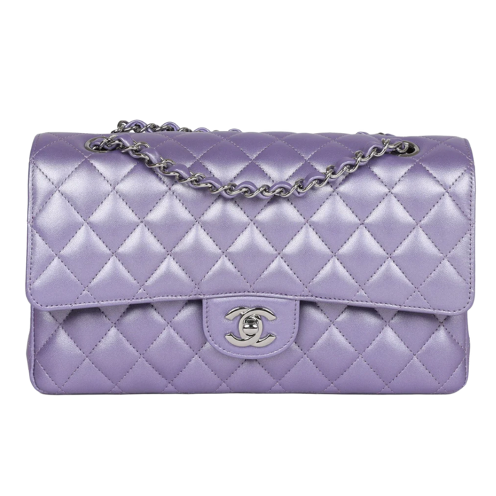 Chanel Classic Medium 'Purple Metallic' Double Flap Lambskin Bag